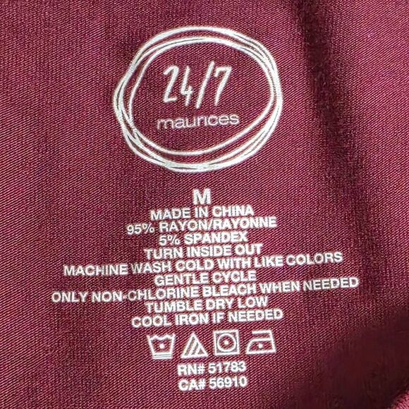 Maurices 24/7 M Burgundy Long Sleeve Stretch Tee - Picture 3 of 5